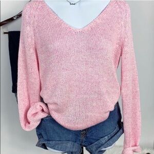 H&M Pink V Neck Slouchy Sweater